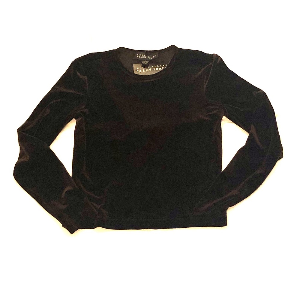 Ellen Tracy Dark Brown Velvet Long-sleeve Shirt